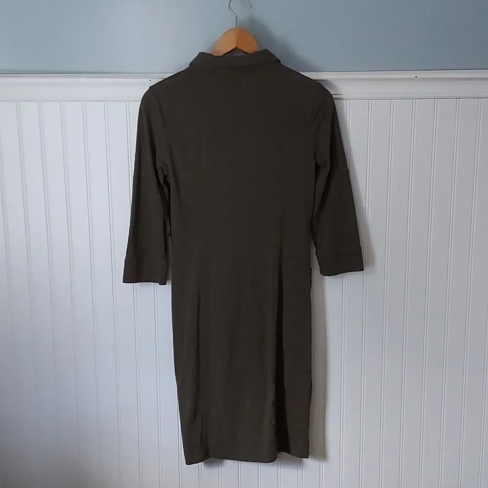 Boden Womens Tara Shirt Dress Olive Green Pockets Cotton Jersey Lagenlook 2R - Picture 3 of 9